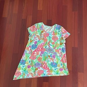 Fresh Produce Asymmetrical Hem Short Sleeved Tunic Top, 2X